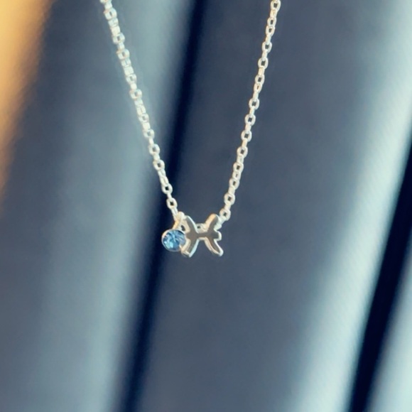 Sterling Silver Aquamarine Pisces Necklace - Picture 6 of 9